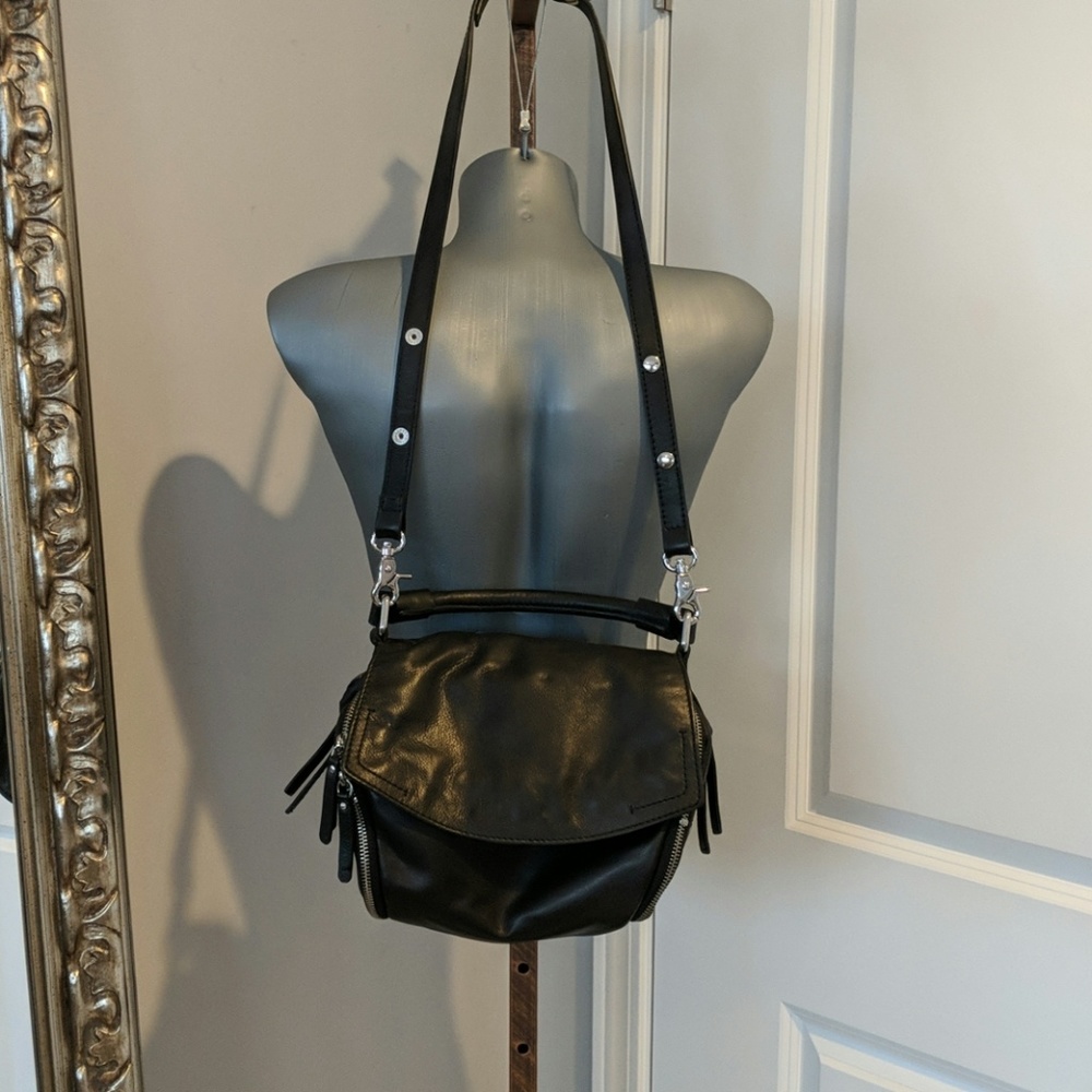 Zara Basic Crossbody Black Leather Bag